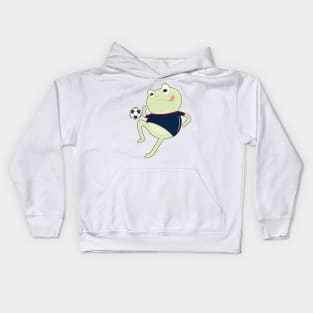 Frog as Soccer player with Soccer ball Kids Hoodie